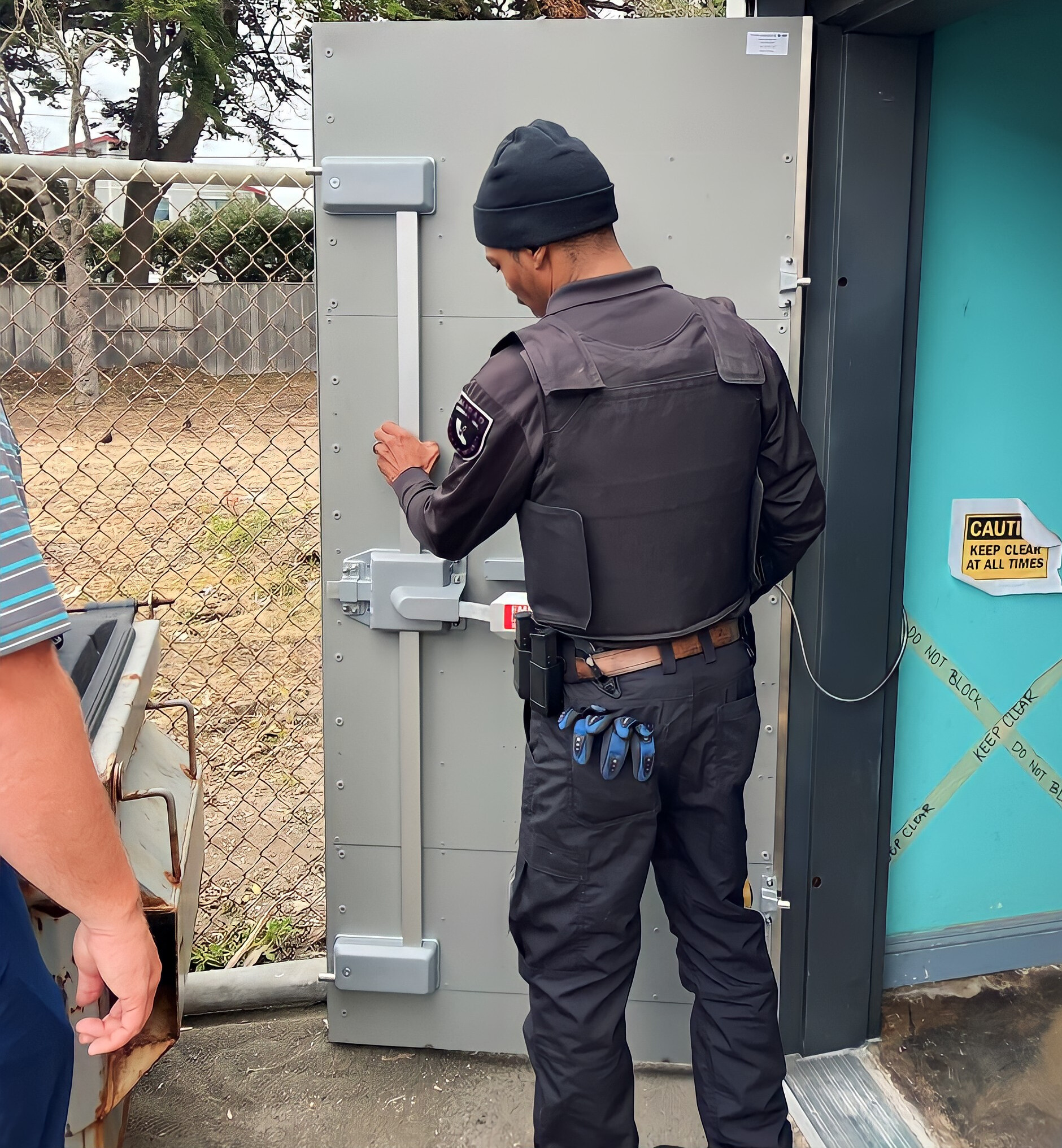 security guard locking door