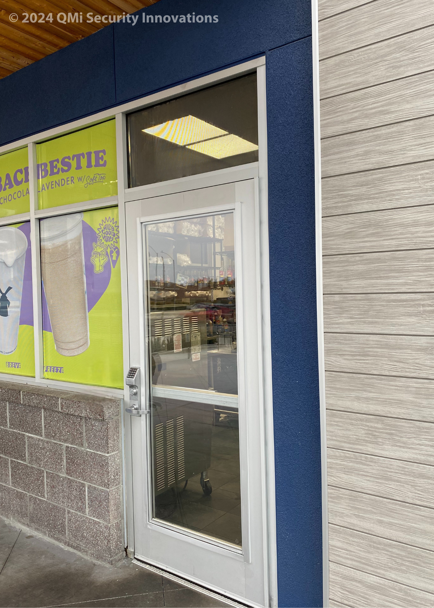 security glass protects the doors and windows of a coffee shop in Oregon