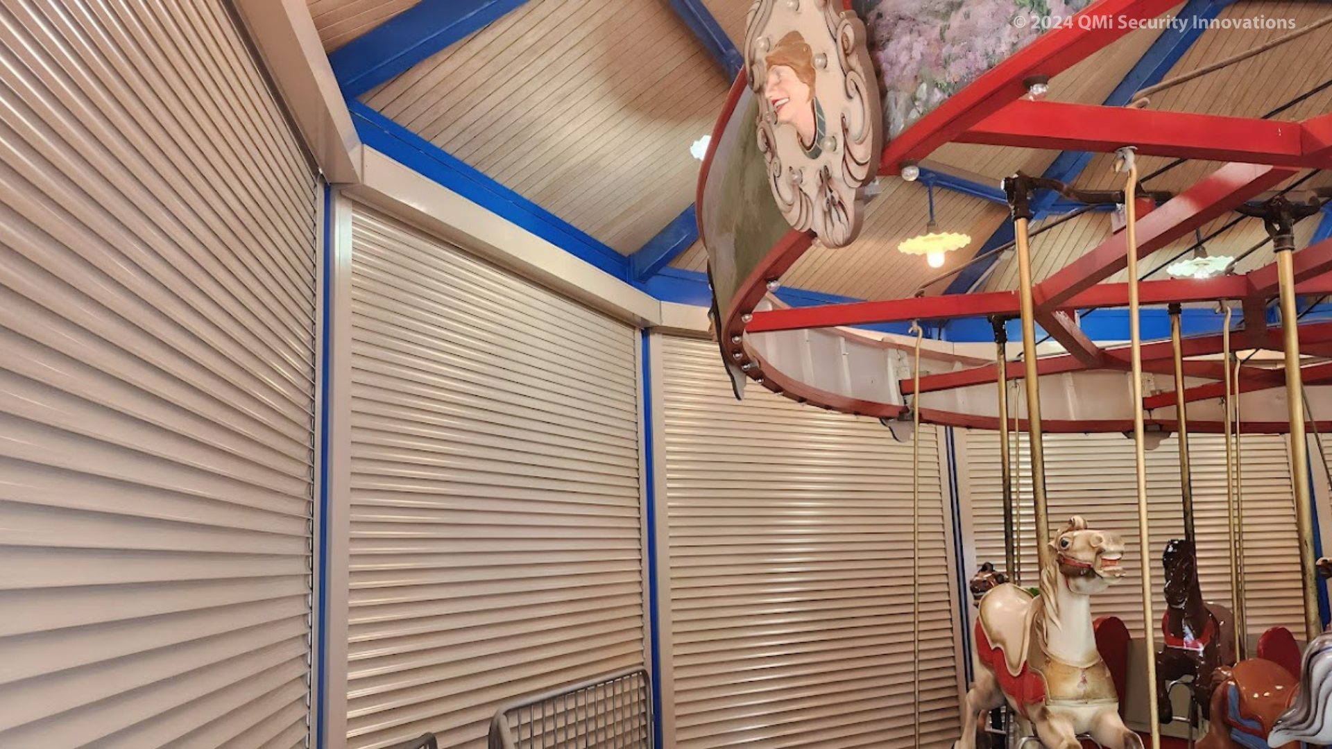 an amusement park in Indiana uses solid security shutters to keep the ride safe after hours